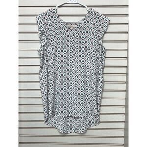 LOFT Women's Floral Print Cap Sleeve Blouse Size M Multicolor Casual Top
